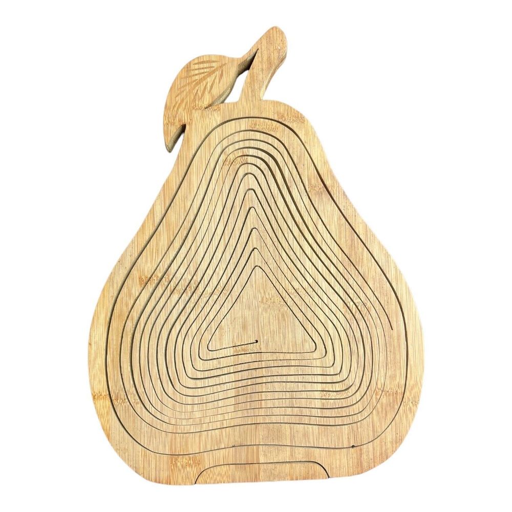 Authentic John Keim Pear Tree Basket Collapsible Accordian Wooden